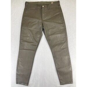 Banana Republic Pants Green Womens Size 29w Coated Skinny
